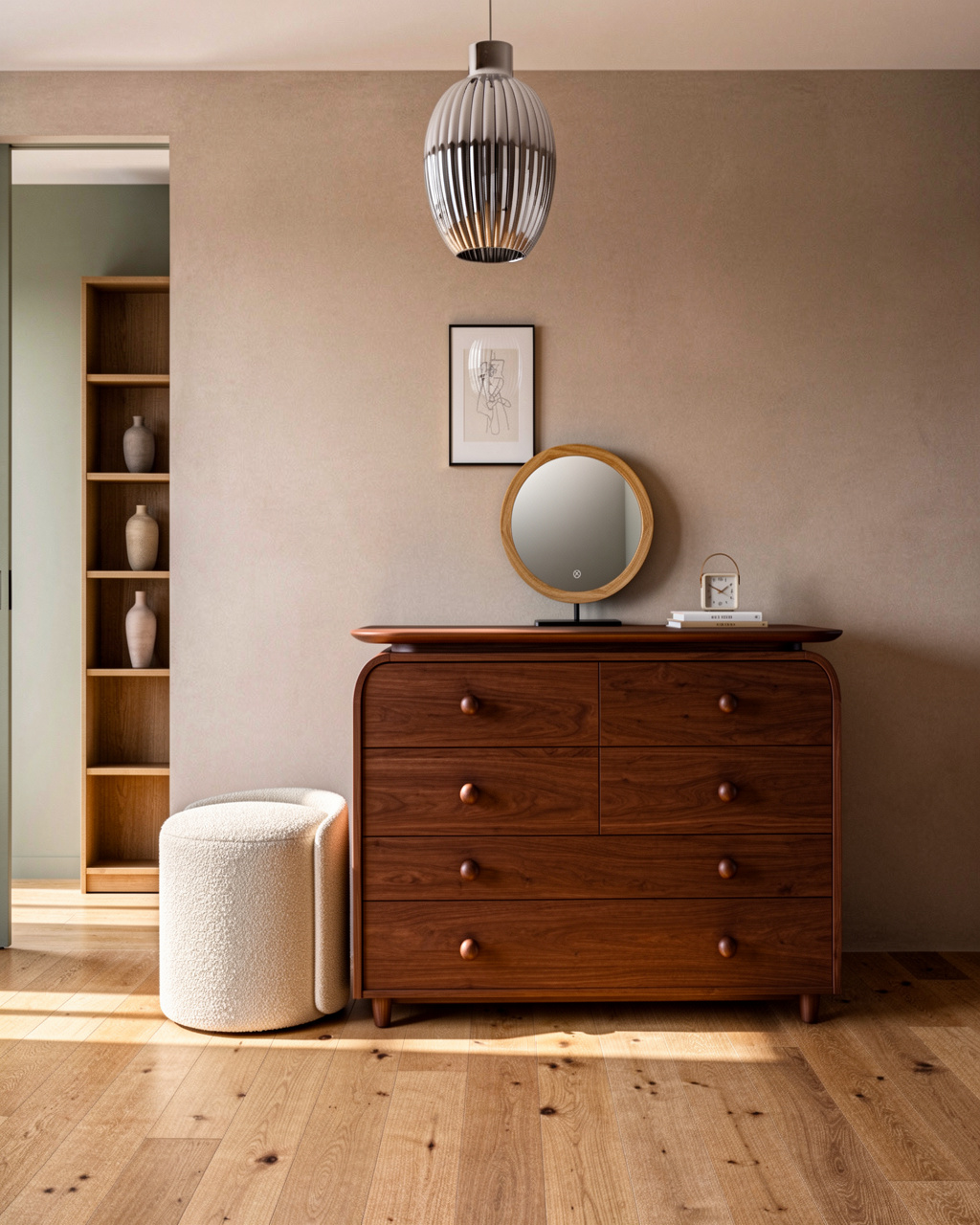 Dalen Dresser with Stool and Mirror