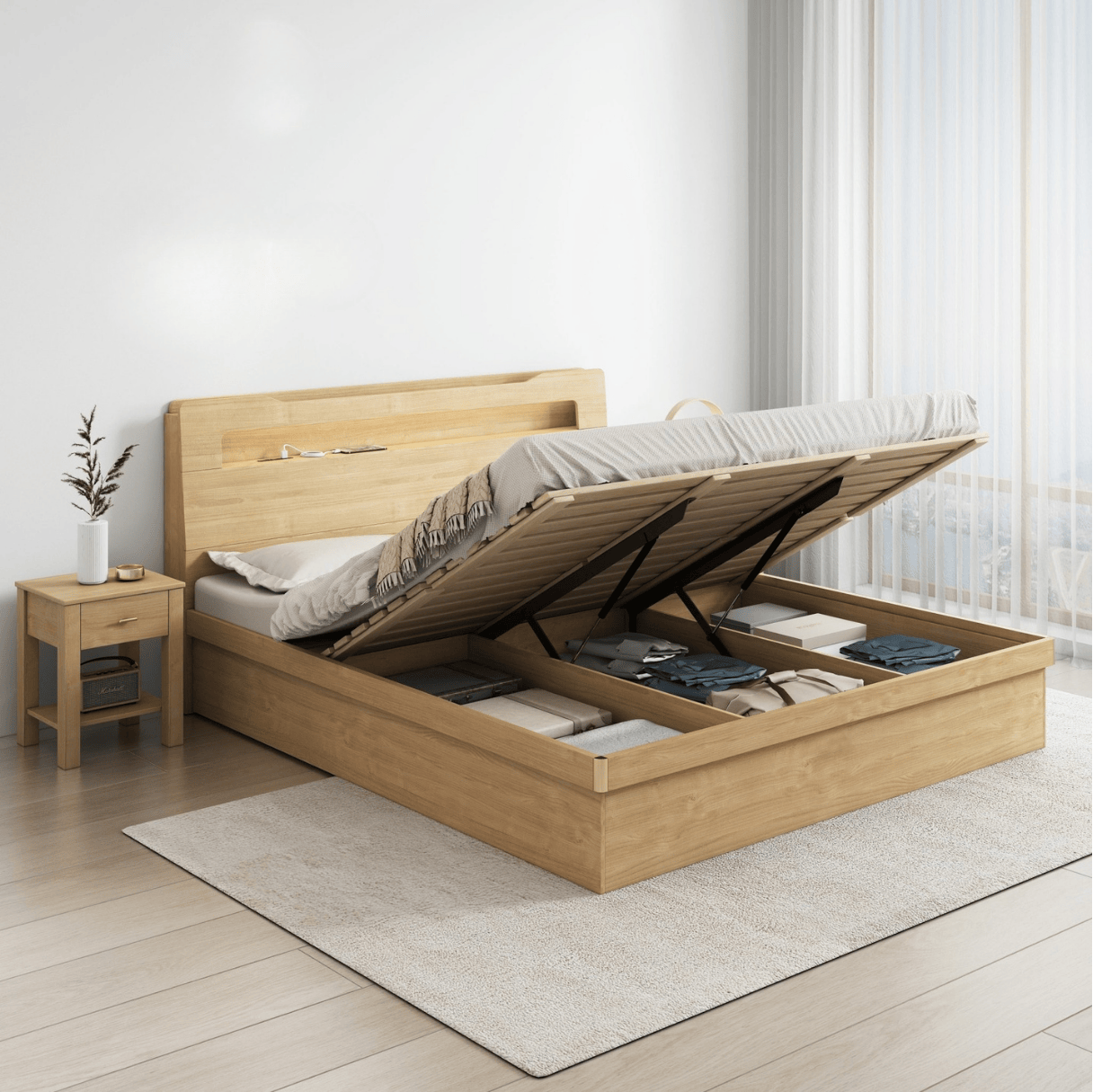 Dvala Storage Bed frame, King, Oak