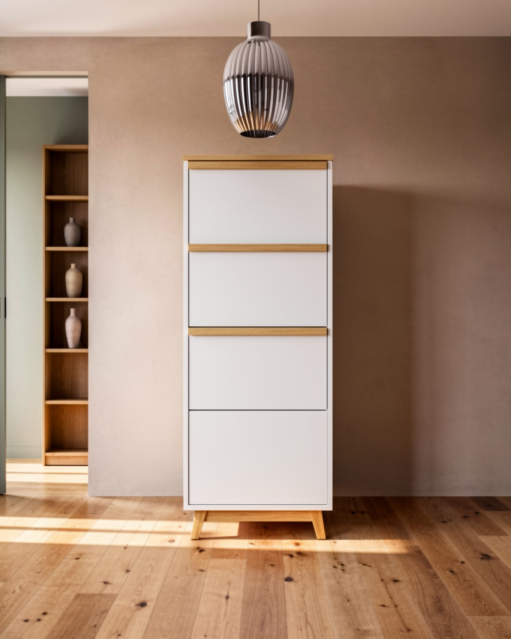 Iselin Shoe Cabinet, Oak & White