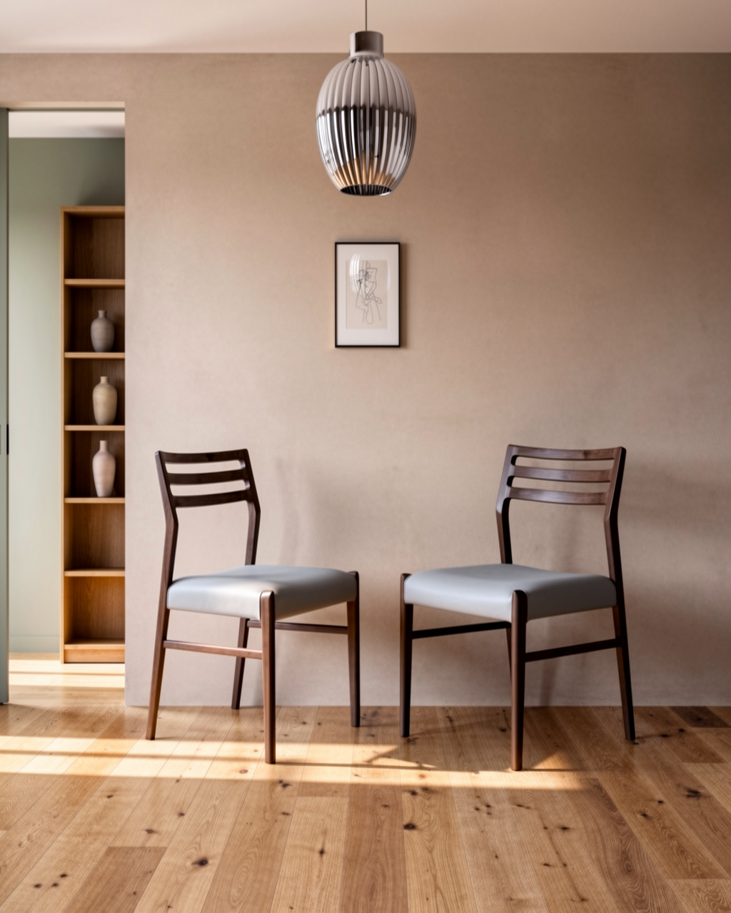 Lödi Dining Chair, Claro Walnut/Grey, Set of 2