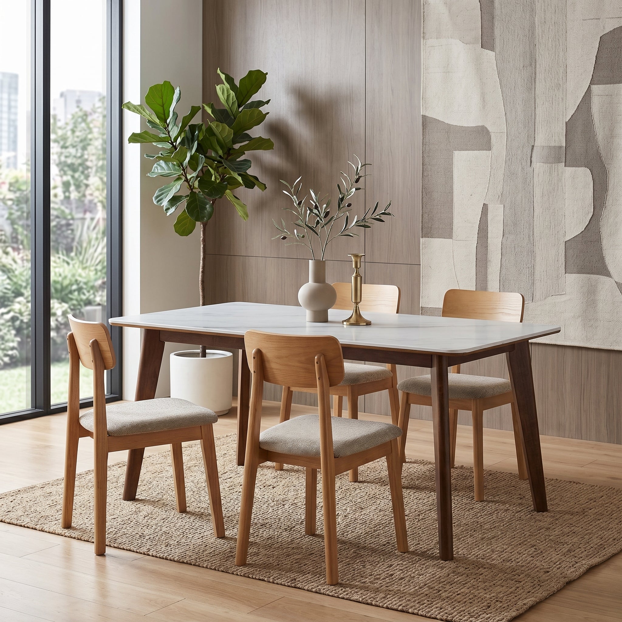 Mässen Microcrystalline stone-top Dining Table, 1.4M, Walnut
