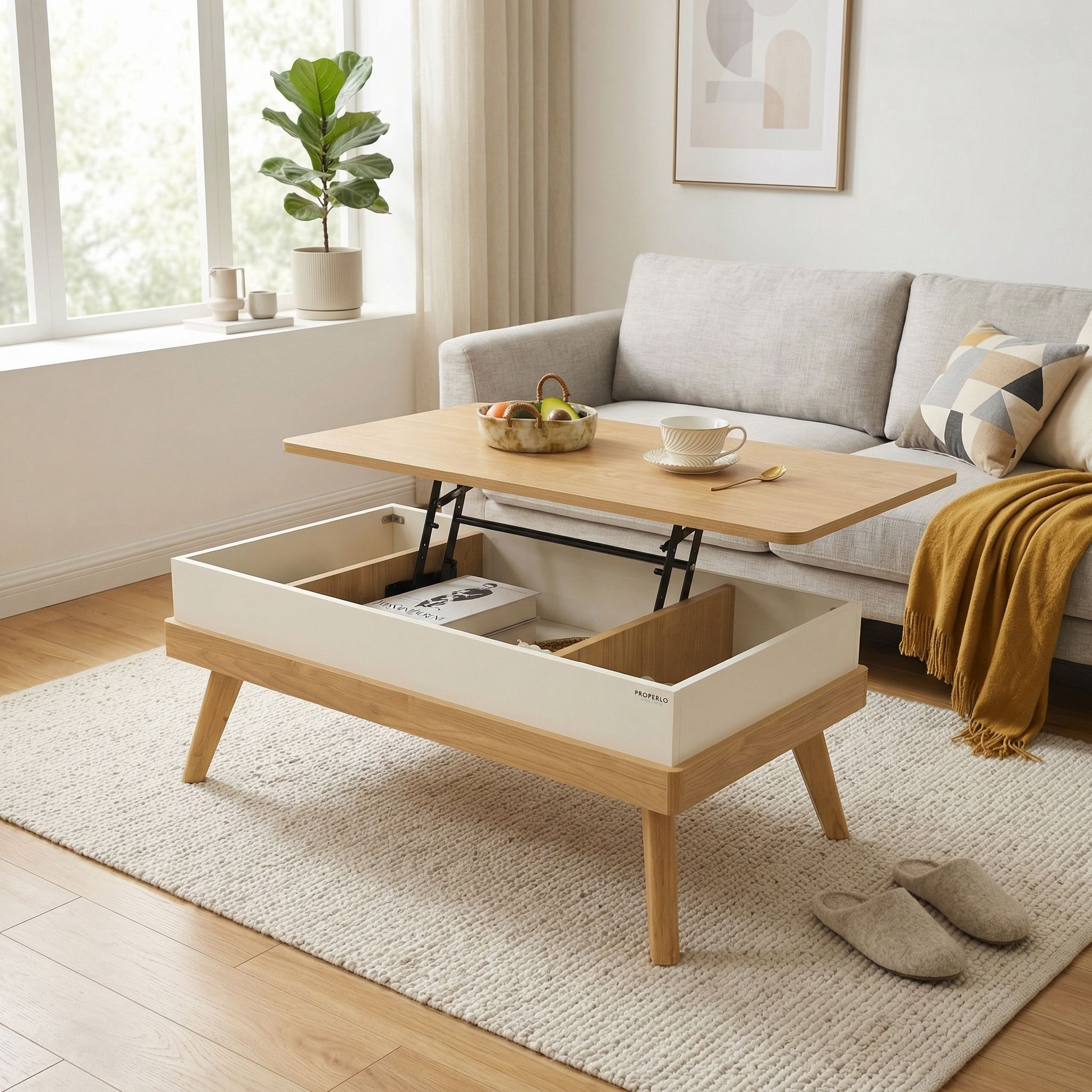 Mira Lift Up Coffee Table, Oak