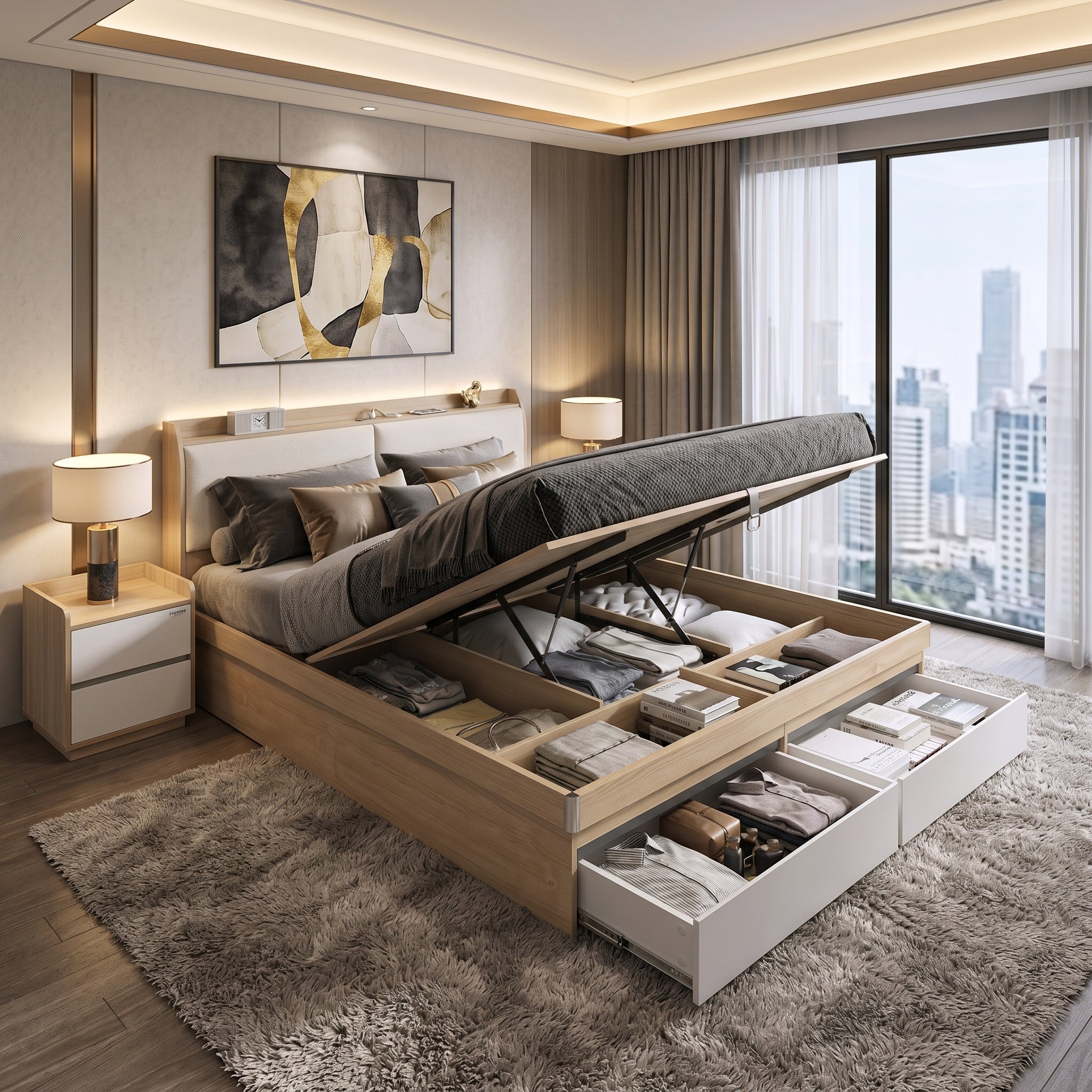 Niso Lux Storage Bed Base, King