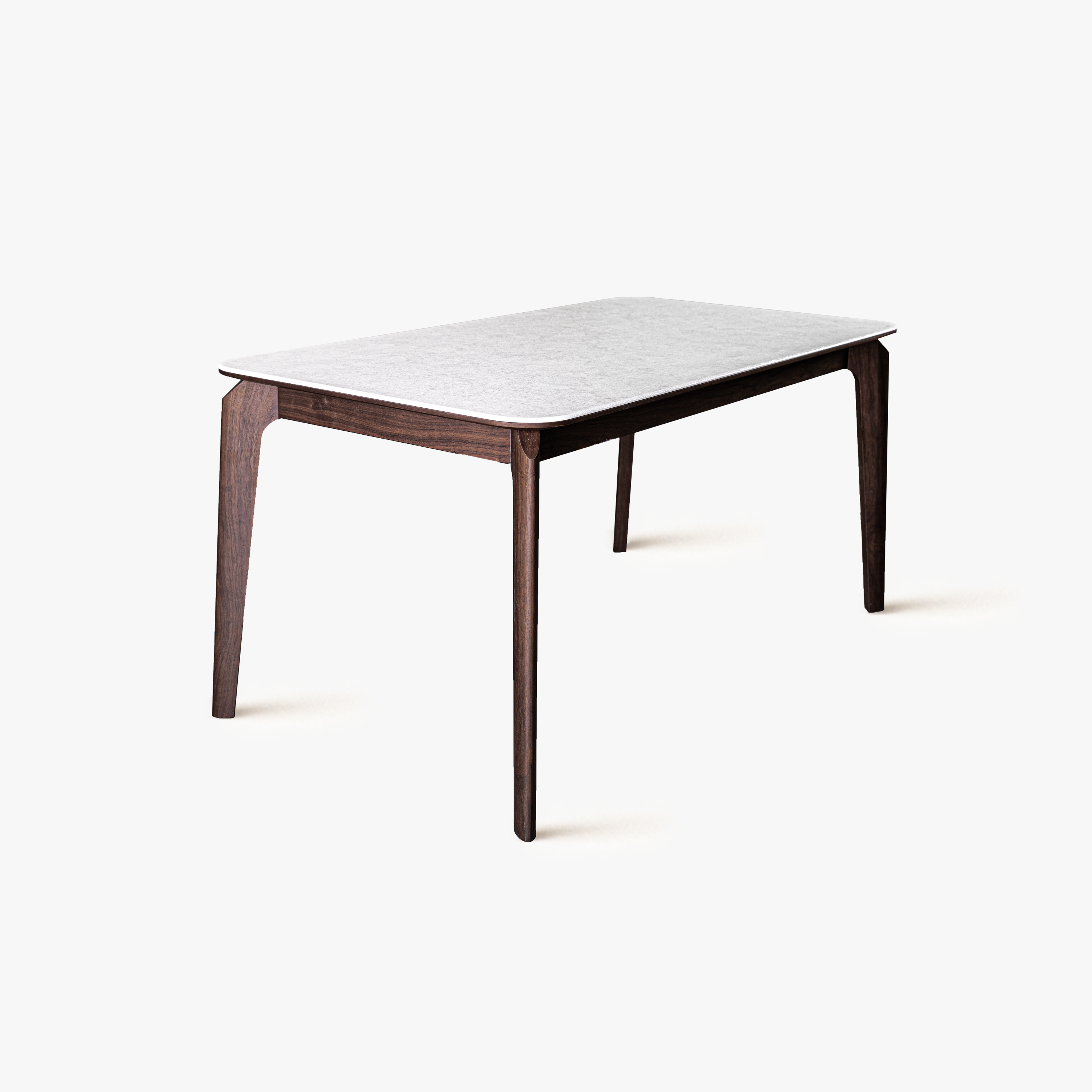 Ørel -C Microcrystalline stone Dining Table, White & Walnut, 1.6M