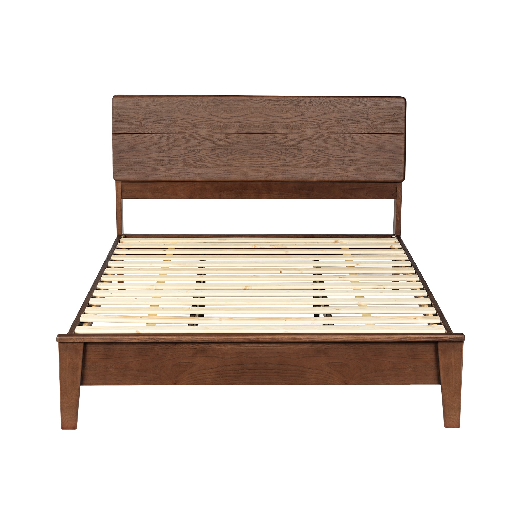 Ørel Solidwood Bedframe with USB Charger, King, Claro walnut