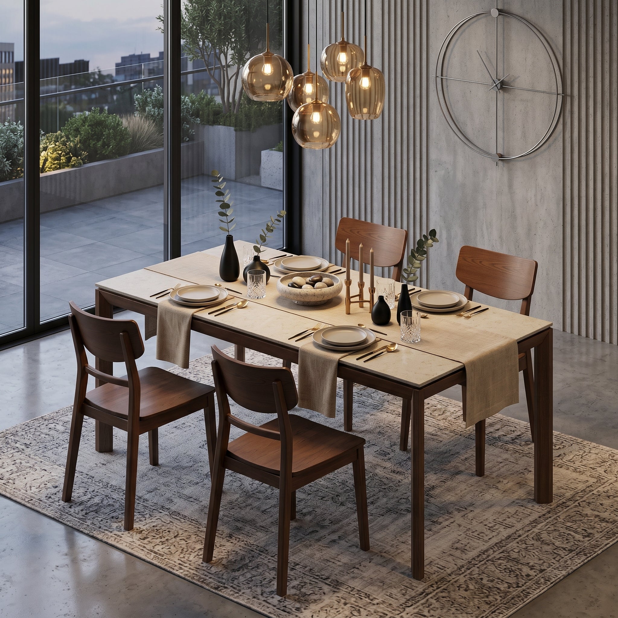 Ørel Standard Dining Table with Ceramic Top, Claro Walnut/Beige 1.8M