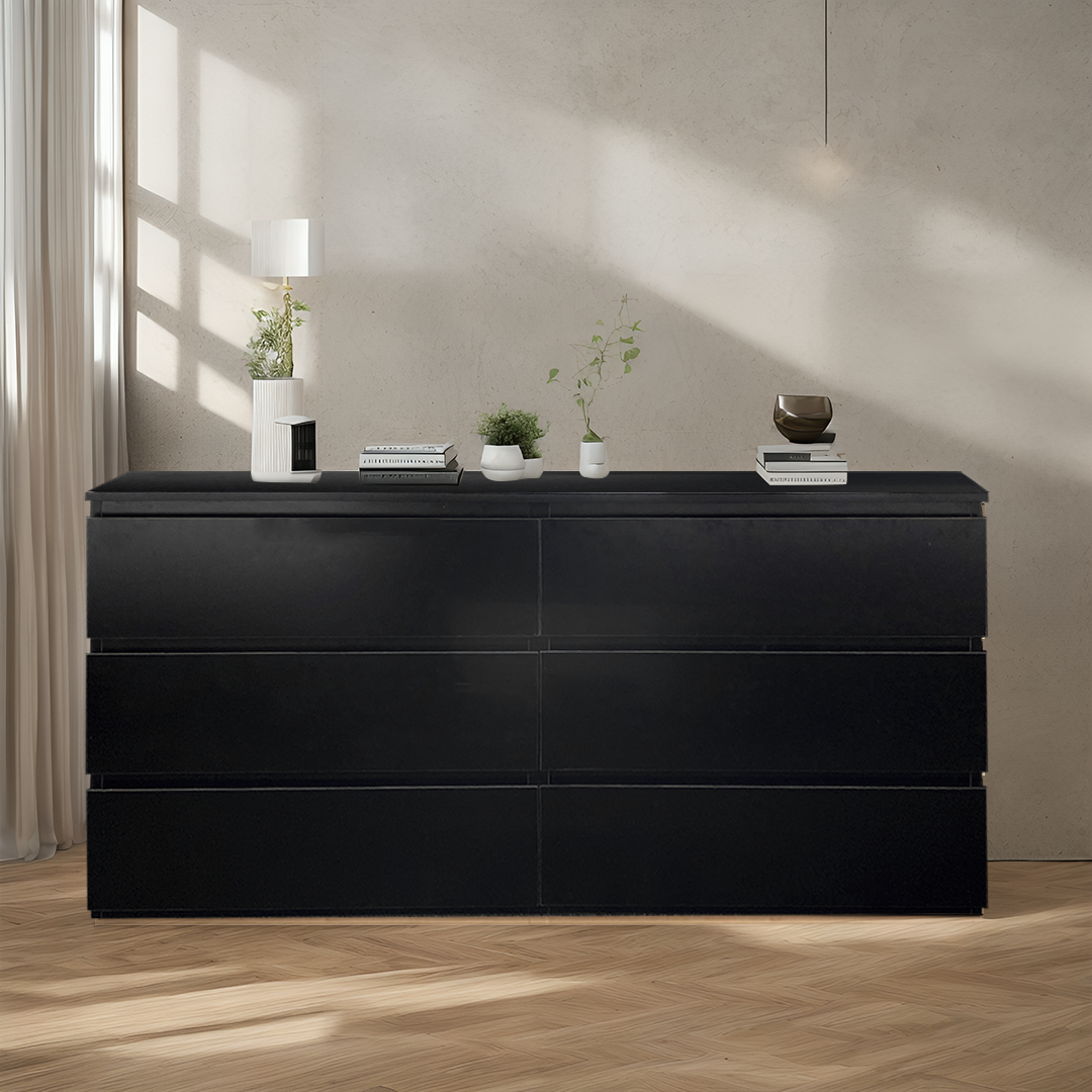 Sjön 6 drawers Chest, Black - Sunlite Living