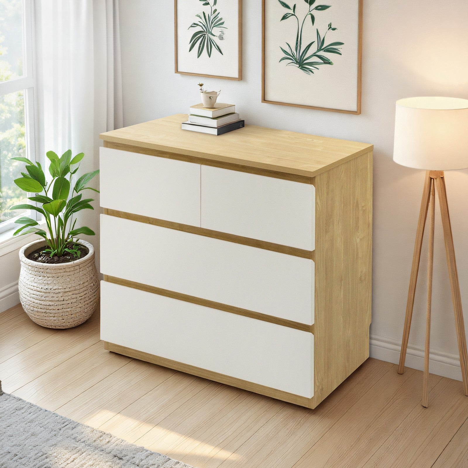 Stödd 2 over 2 Lowboy, Oak and white