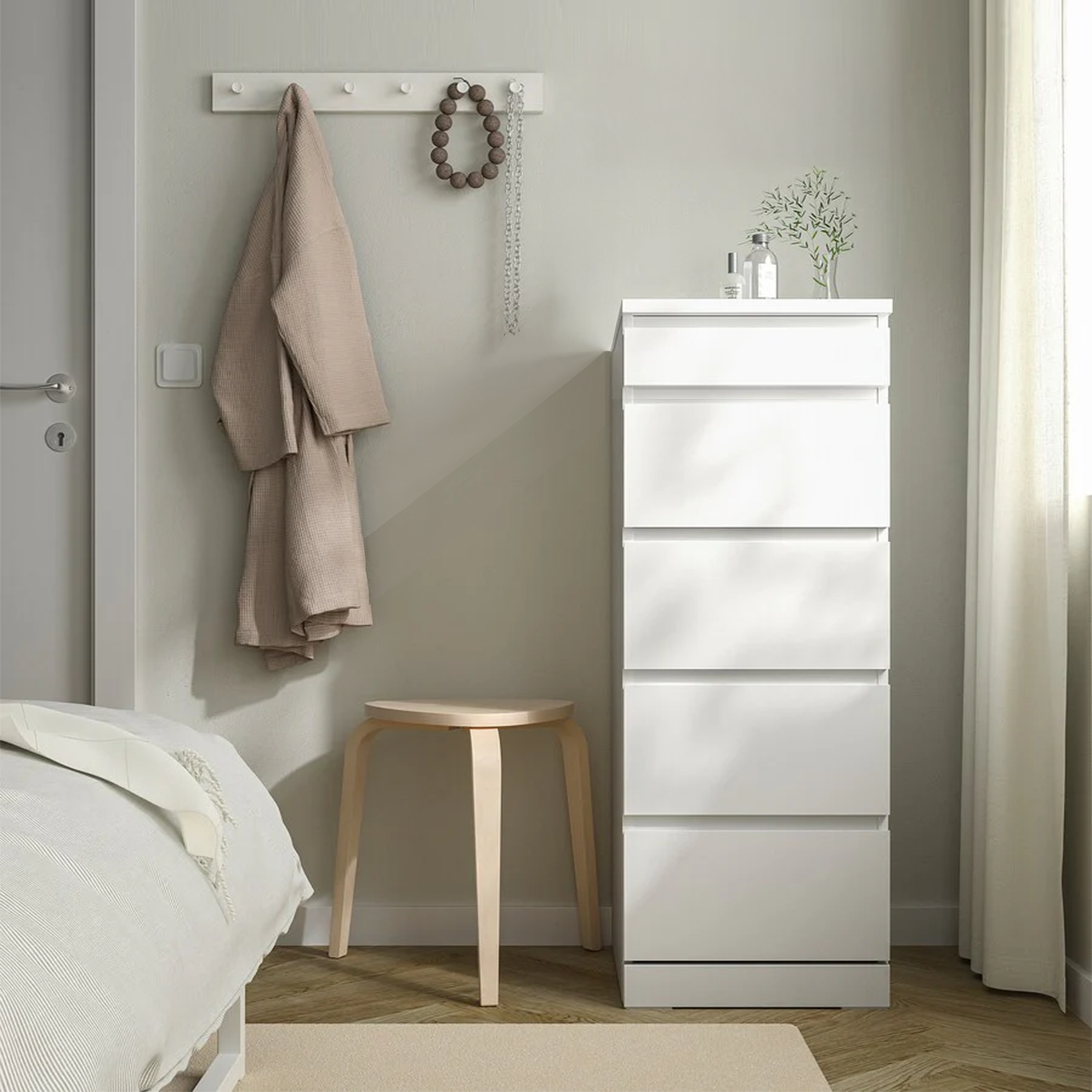 Stödd 5 Drawers Slimboy with Mirror, White