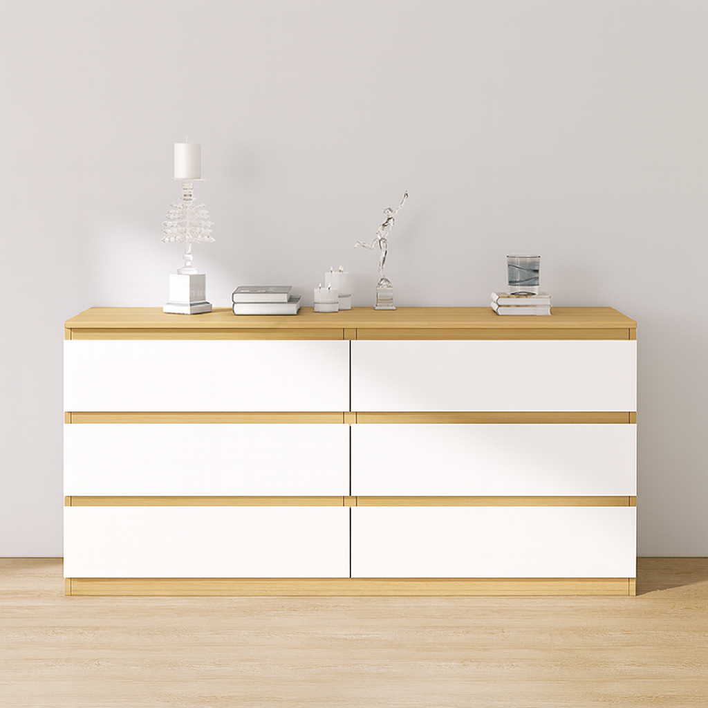 Stödd 6 Drawers Chest, Oak & White