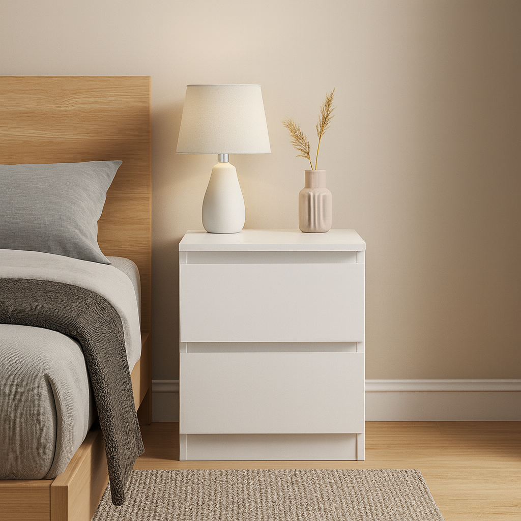 Stödd Bedside Table, White
