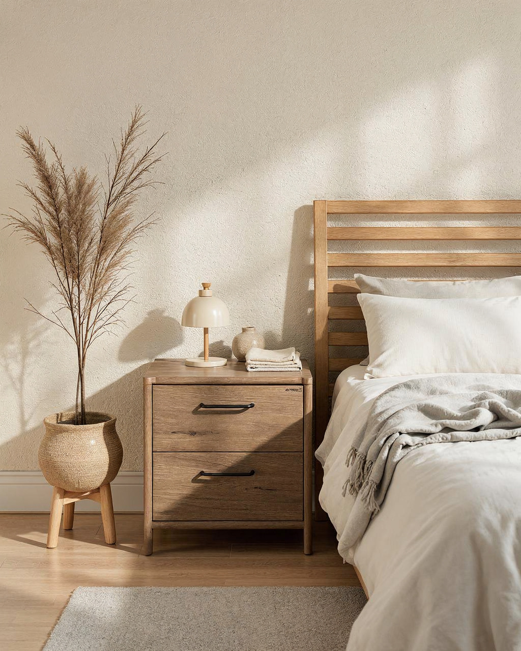 Væla Bedside Table, Grey Oak